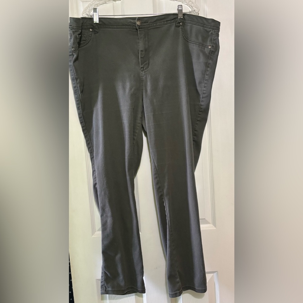 Avenue Green/Gray Skinny Denim